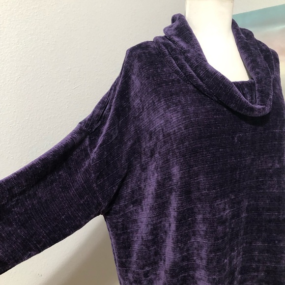 J. Jill Purple Cowl Neck Sweater Luxurious Velour - Picture 4 of 8